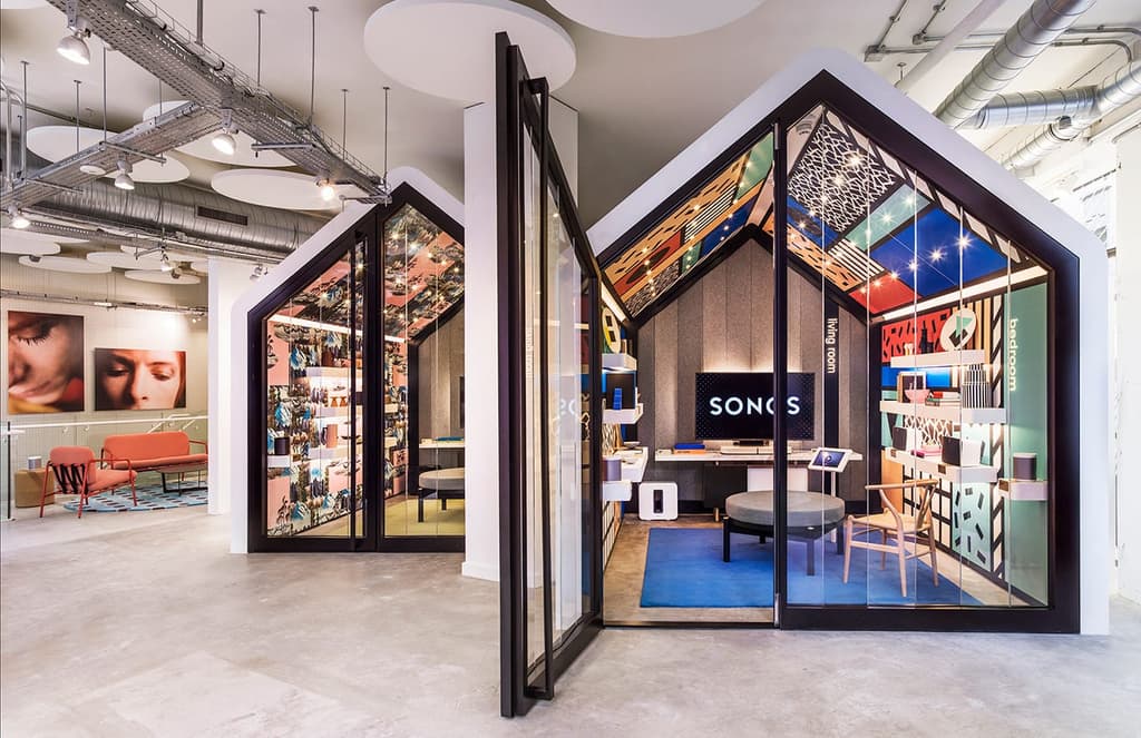 Sonos’ London concept store has cabin-shaped listening rooms