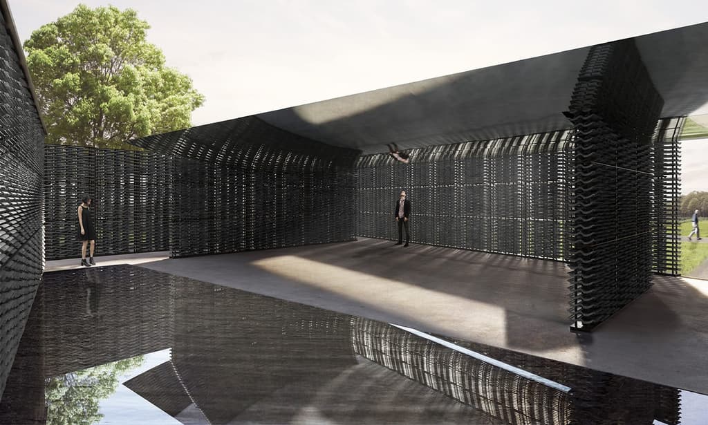 Serpentine Pavilion 2018 designed by Frida Escobedo, Taller de Arquitectura, interior view © Frida Escobedo, Taller de Arquitectura. Renderings by Atmósfera