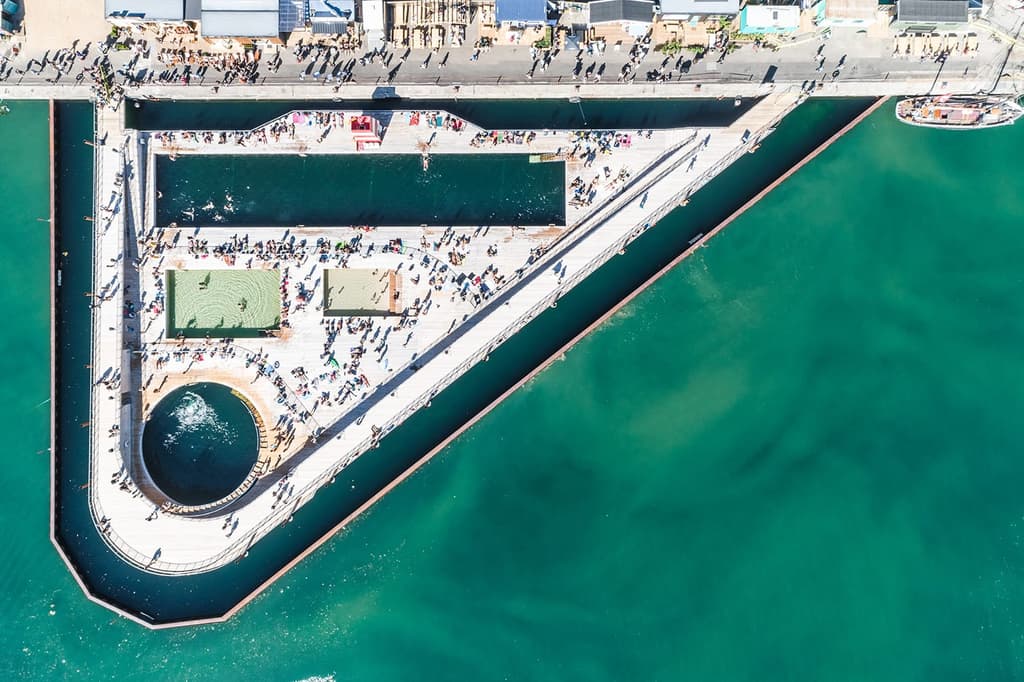 BIG creates a floating bath house in Aarhus harbour