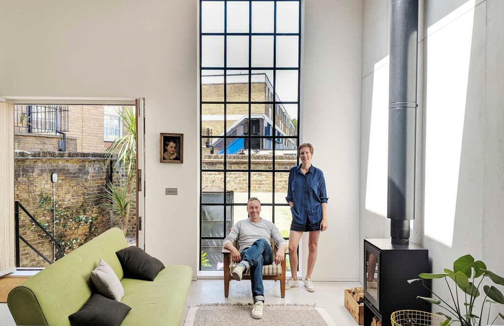 Rupert Scott and Leo Wood at the gin distillery they've turned into a home