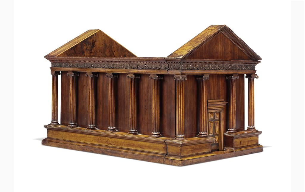 An Italian fruitwood architectural model of the Temple of Portunus, circa late 18th/early 19th century. Acquired from Axel Vervoordt NV, Gravenwezel, Belgium, 1998. (Estimate: £50,000 - £80,000).