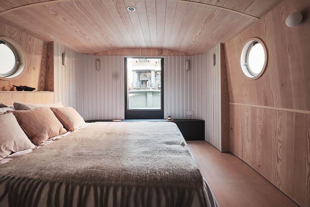The Dusky Parakeet house boat designed by 31/44 Architects. It's for sale via Aucoot