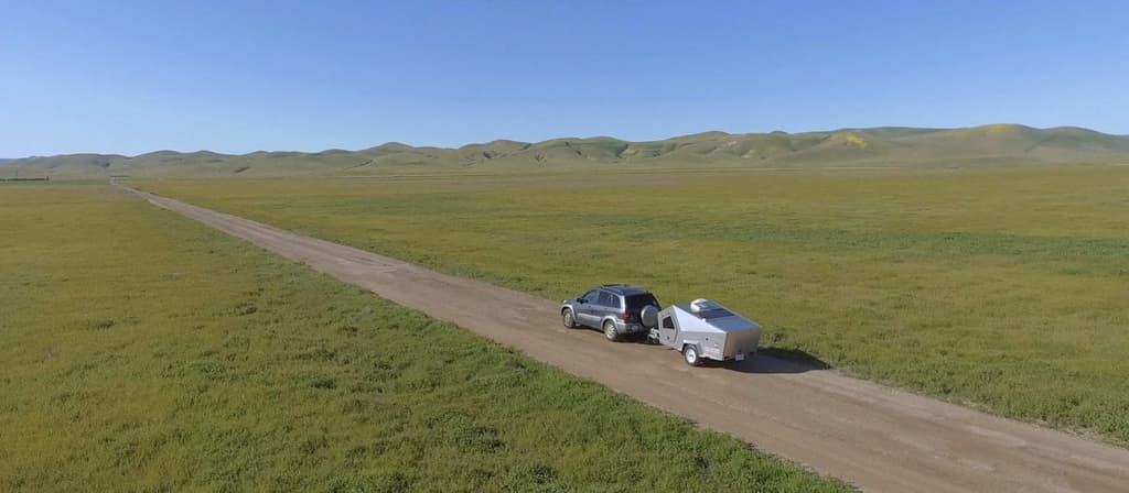 The Polydrop camper is lightweight and can be towed by most cars.