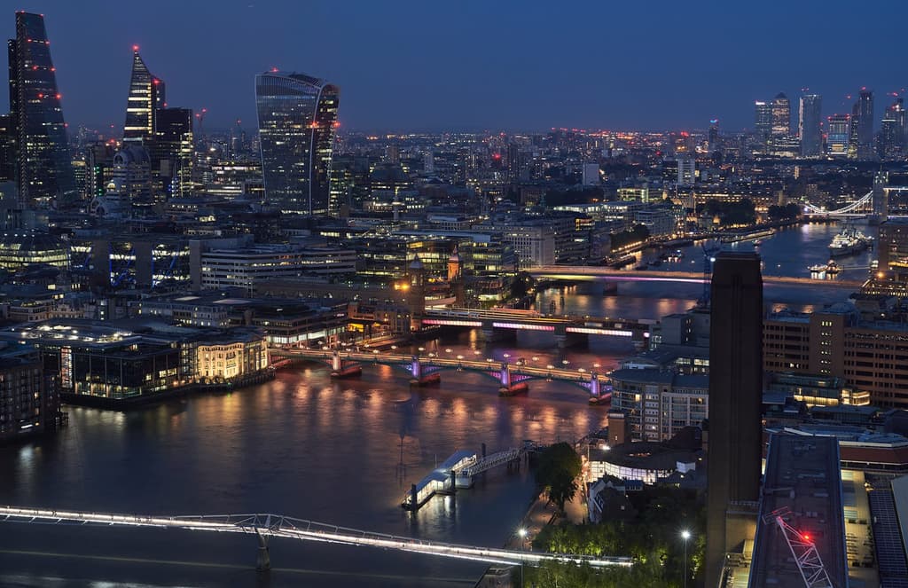 Illuminated River project, viewed from One Blackfriars. Photography: James Newton