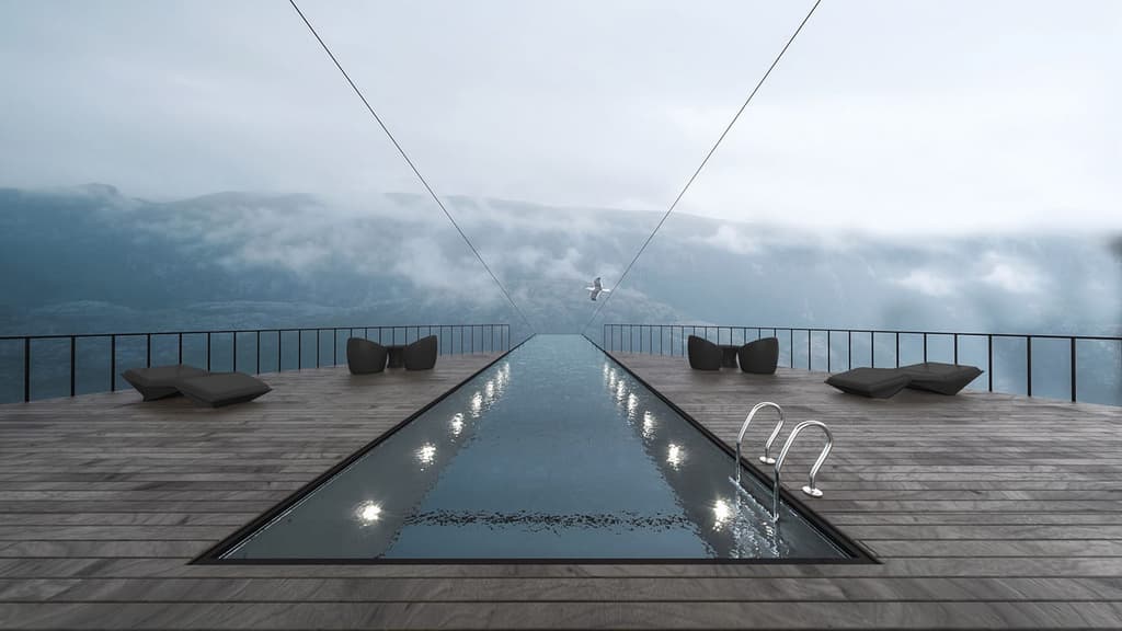 This hotel concept hangs over one of Norway’s biggest fjords