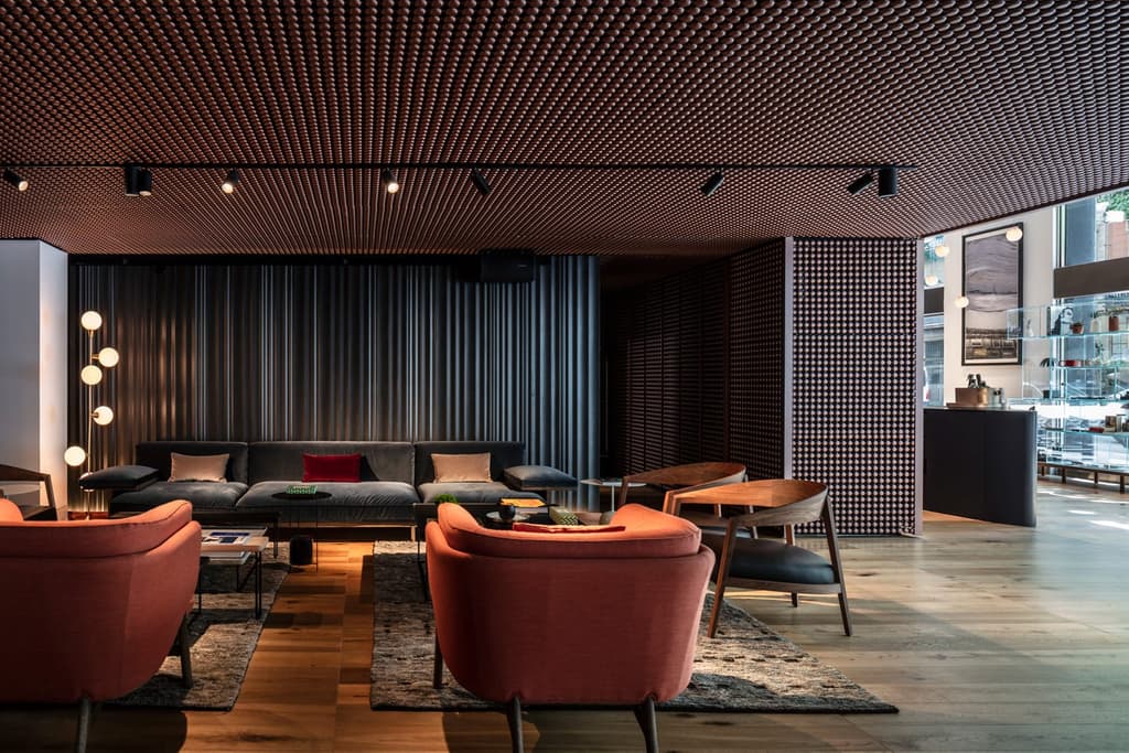 Sir Victor hotel in Barcelona - the ground floor is a 'living room' complete with coworking space and restaurant