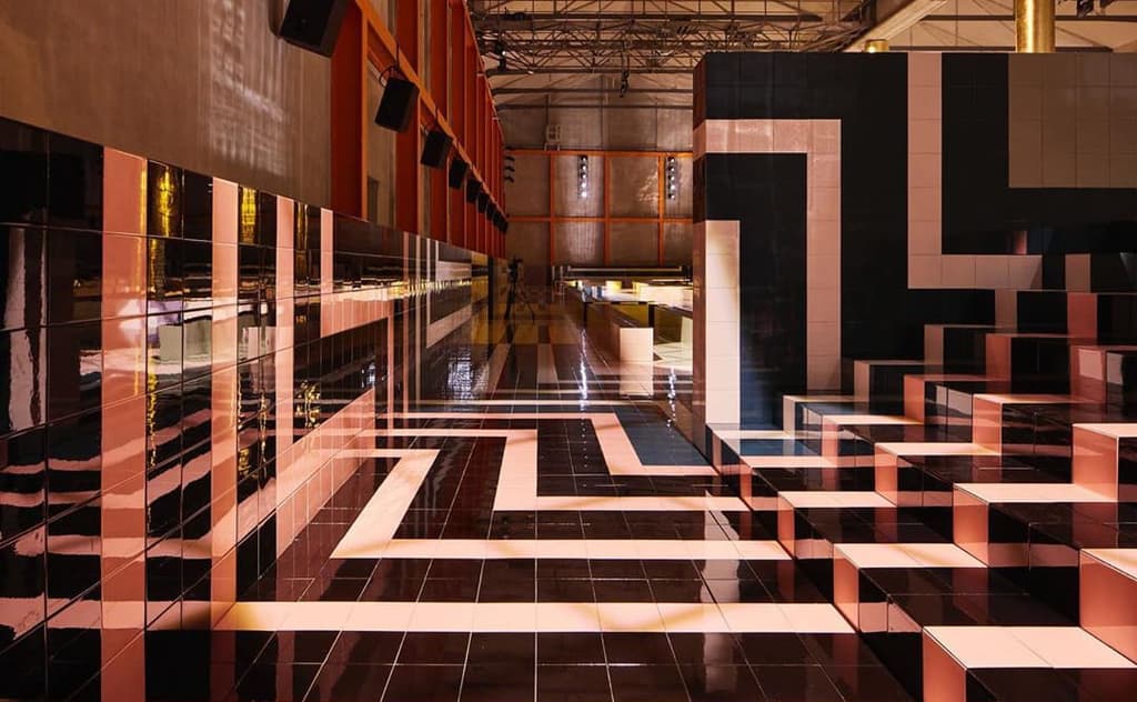 Vibrant geometric patterns set the scene for Prada’s SS20 show in Milan