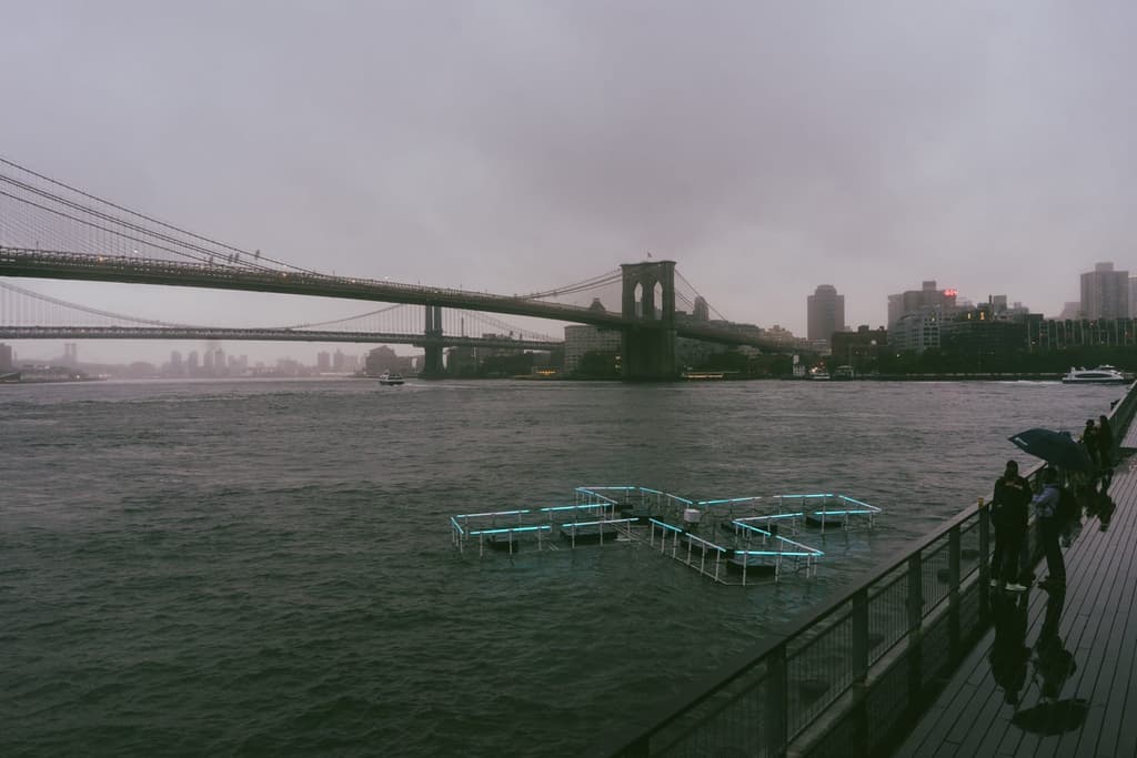 Floating LED sculpture on Manhattan’s East River,