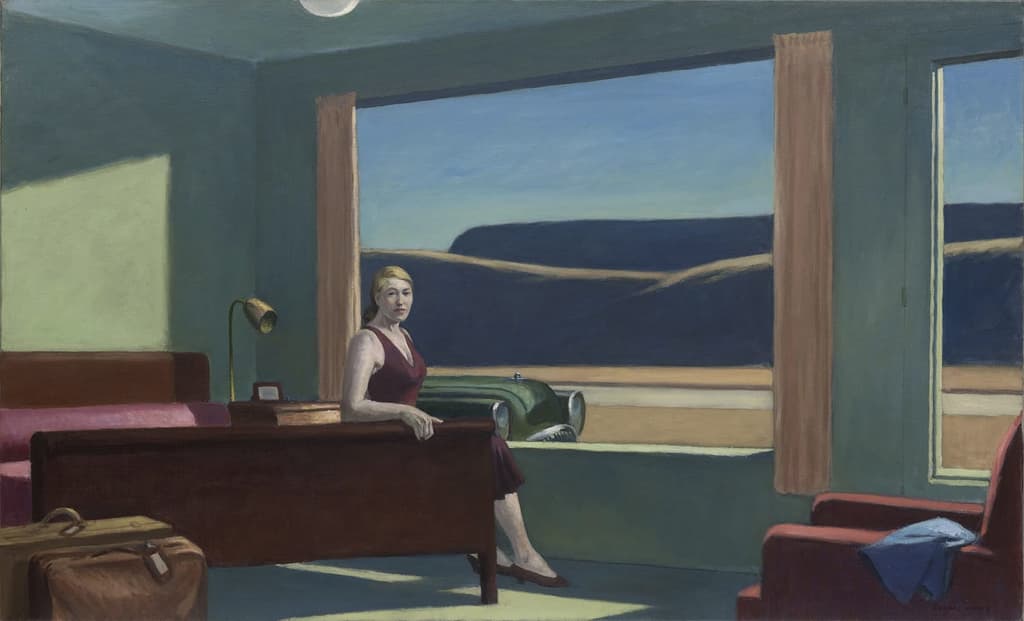 Edward Hopper's 1957 oil on canvas Western Motel. Yale University Art Gallery