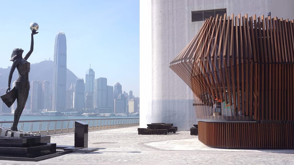 Kinetic architecture arrives in Hong Kong with the Harbour Kiosk. It's operated by 49 robotic arms