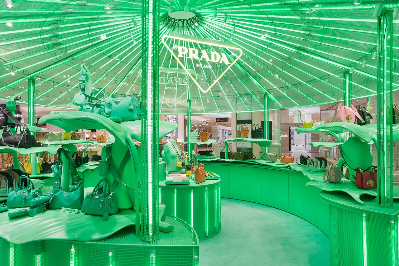 Tropical pavilions spring up inside Paris’s Galeries Lafayette courtesy of Prada