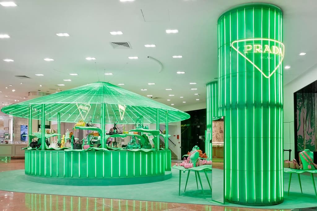 Tropical pavilions spring up inside Paris’s Galeries Lafayette courtesy of Prada