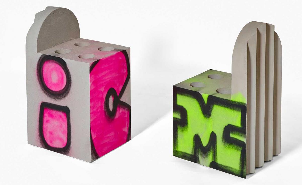 Virgil Abloh showcases new brutalist furniture collection at Galerie Kreo