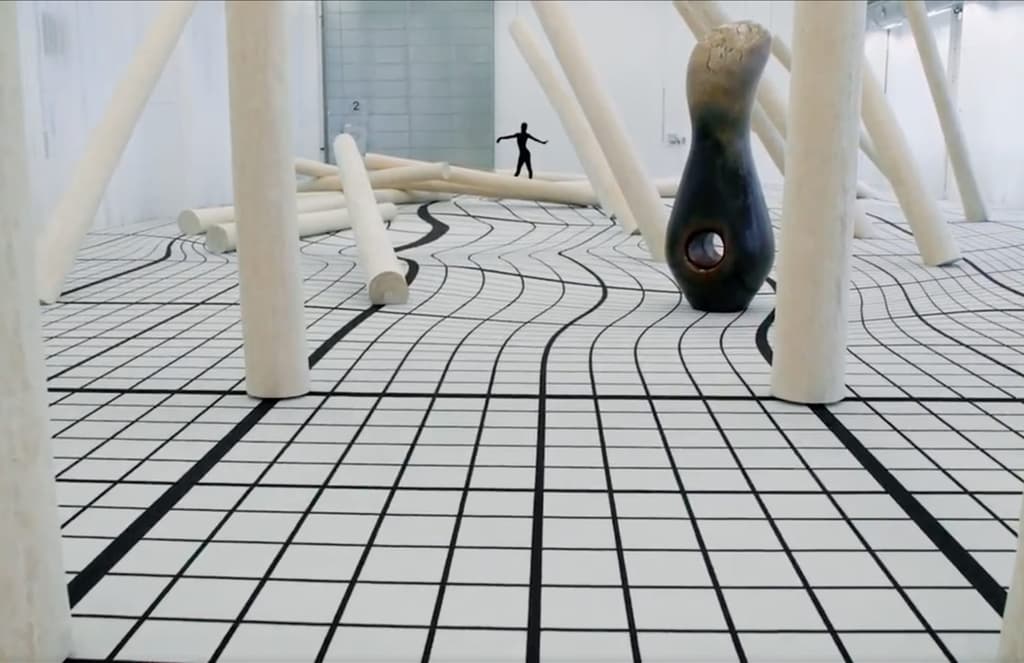 Kiani Del Valle dances her way across a sculptural forest by artist Claudia Comte
