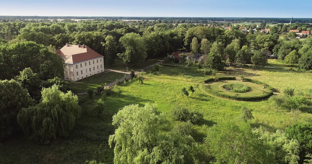 Aerial view of Schlossgut Schwante Sculpture Park. Courtesy of Schlossgut Schwante Sculpture Park.