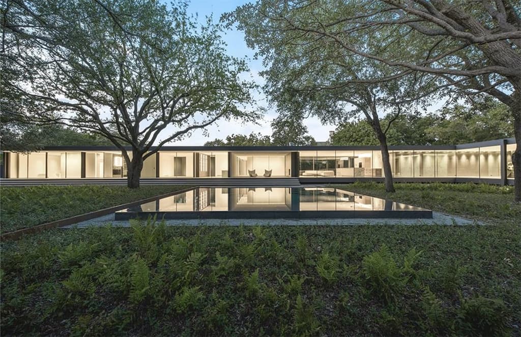 A vast Farnsworth-inspired glass house hits the market in Dallas for $7.5m