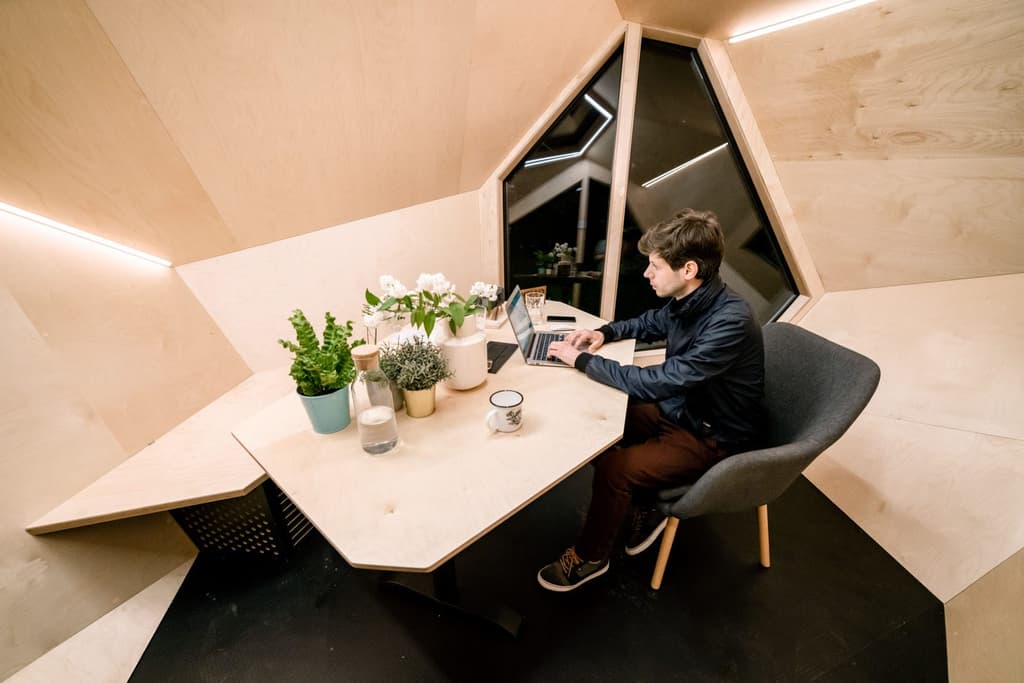 Hello Wood Studio pop-up wooden cabin is a work-from-home solution