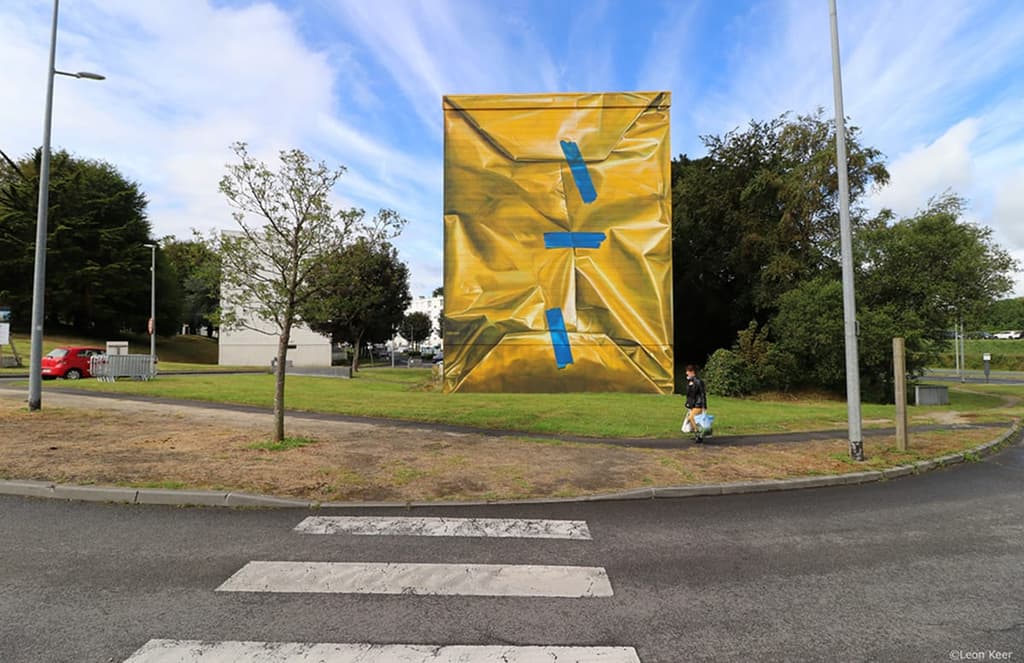 Artist Leon Keer ‘gift wraps’ a building in France’s Morlaix