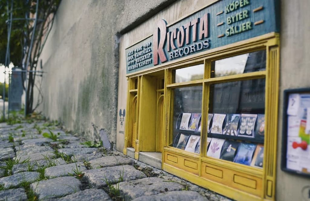 A miniature record shop for mice has opened in Sweden called Ricotta Records