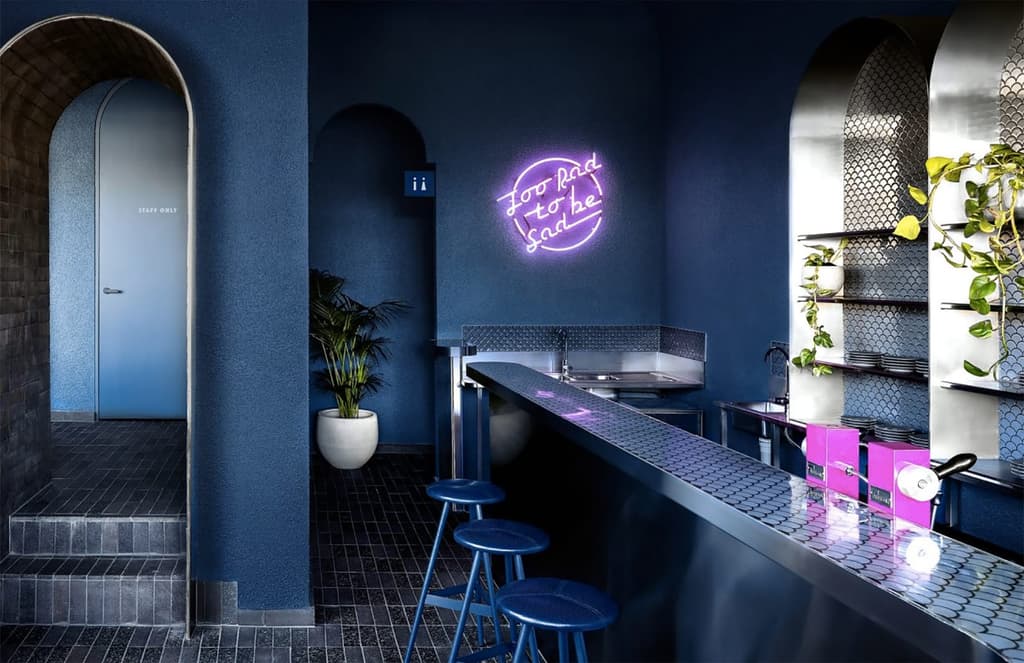 Biasol drenches new Melbourne restaurant Billie Buoy in inky blue