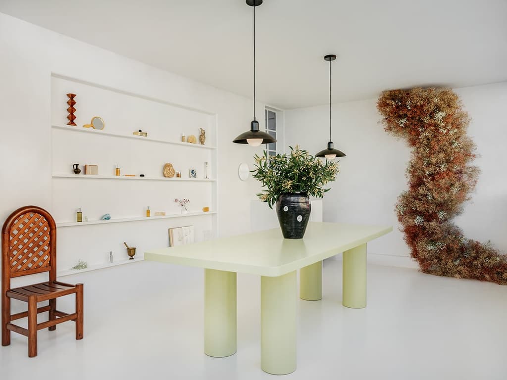 The minimalist architecture and wild flora of the Cycladic islands inform the interiors of Monastery’s new skincare studio in San Francisco.