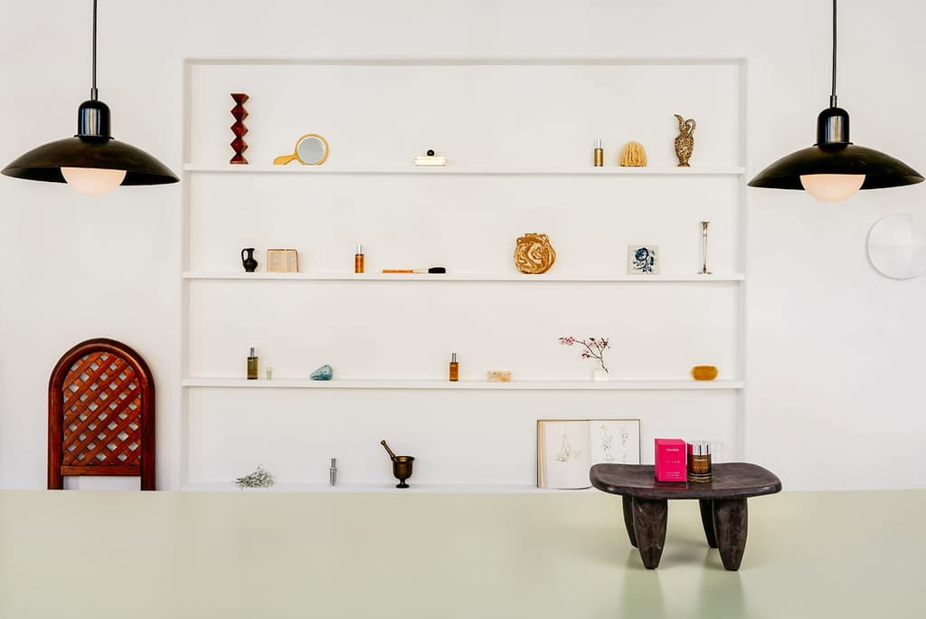 The minimalist architecture and wild flora of the Cycladic islands inform the interiors of Monastery’s new skincare studio in San Francisco.