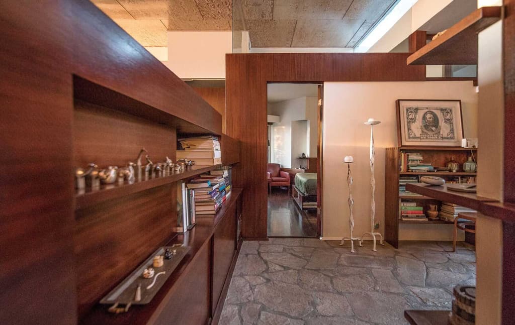 A closer detail of the built in mahogany cabinetry, which dates back to the 1940s.