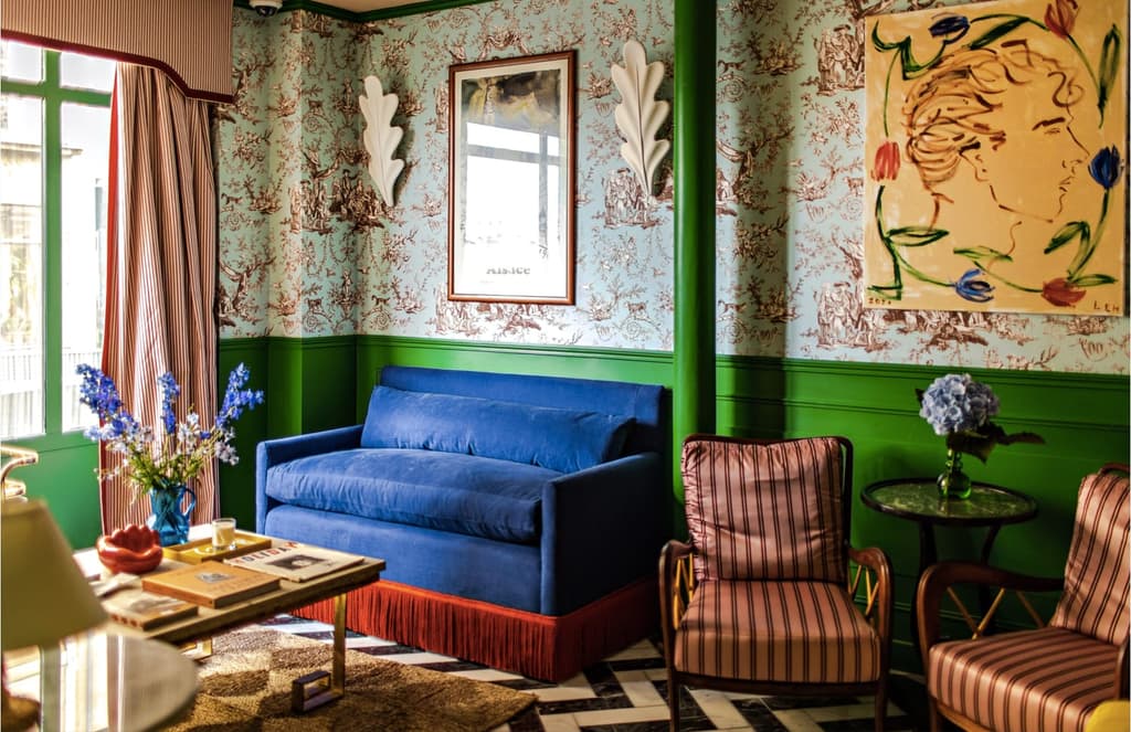 Pattern and colour clash at Paris's maximalist Hotel Les Deux Gares