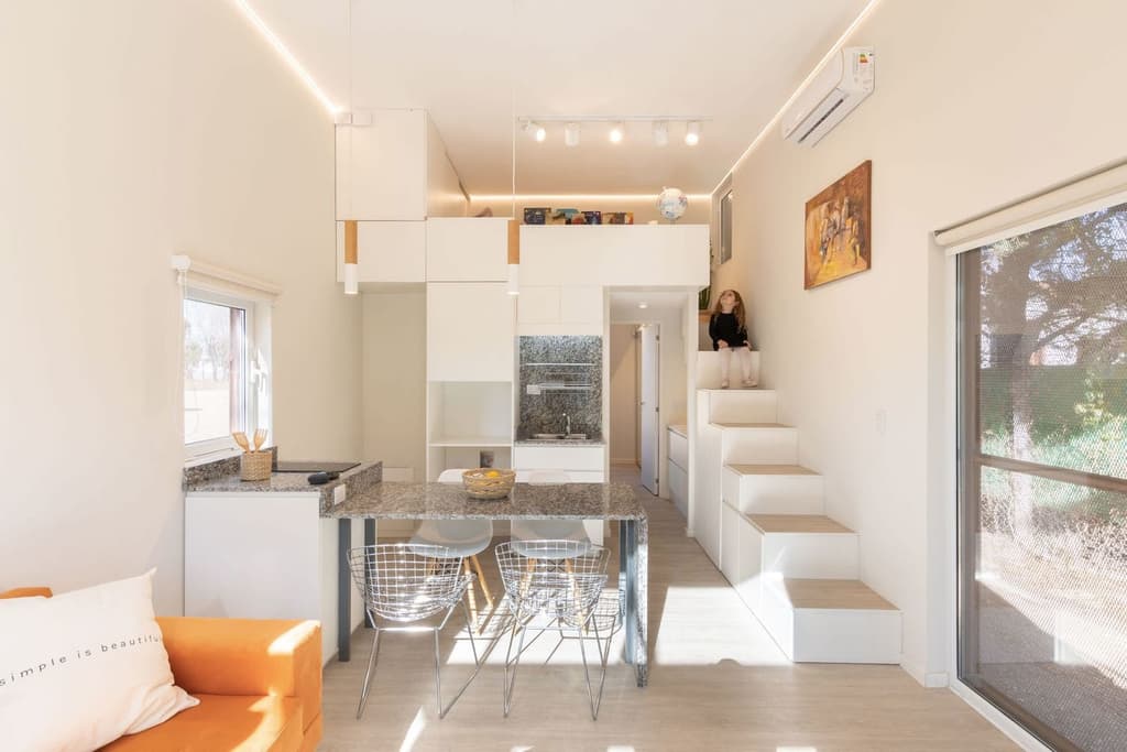 Interiors are open plan and channel a scandinavian vibe inspired by the Danish concept of Hygge