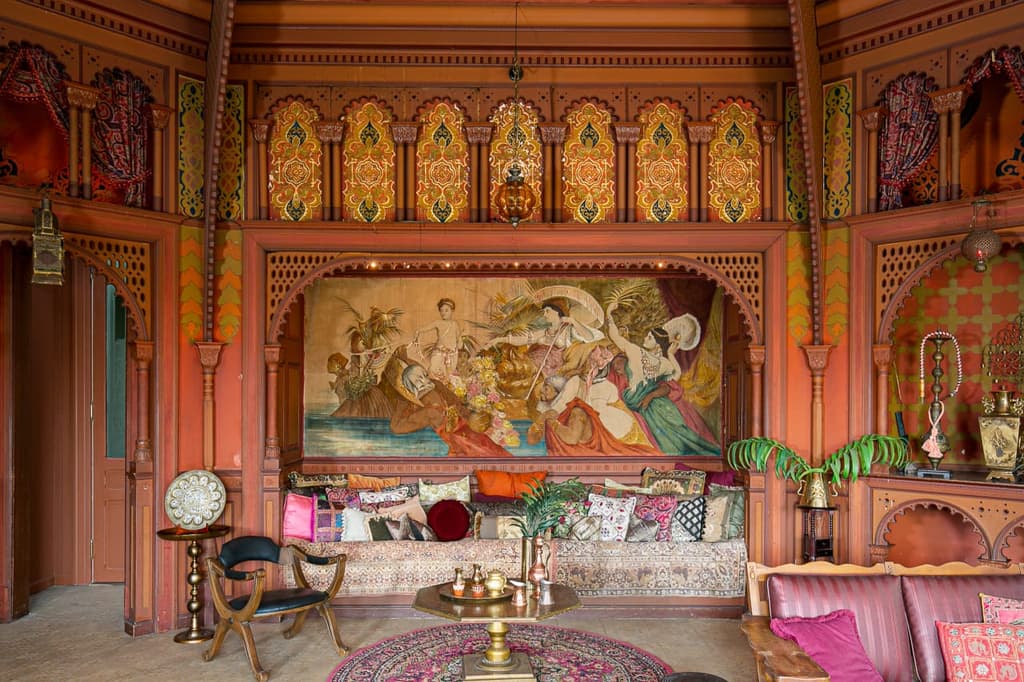 The historic Andrew McNally House features a Turkish Smoking Room with ornate gilding and friezes. The room appeared in the TV Show Entourage