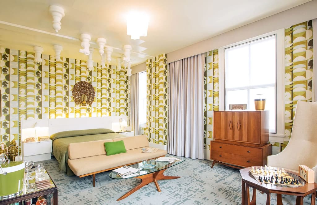 Spend the night in a maximalist hotel room inspired by 'The Queen's Gambit'