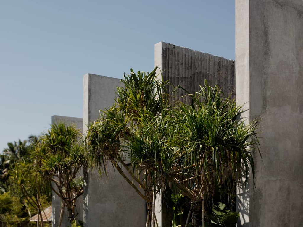 Concrete and bamboo frame jungle views at Bali’s Tiing Tejakula resort