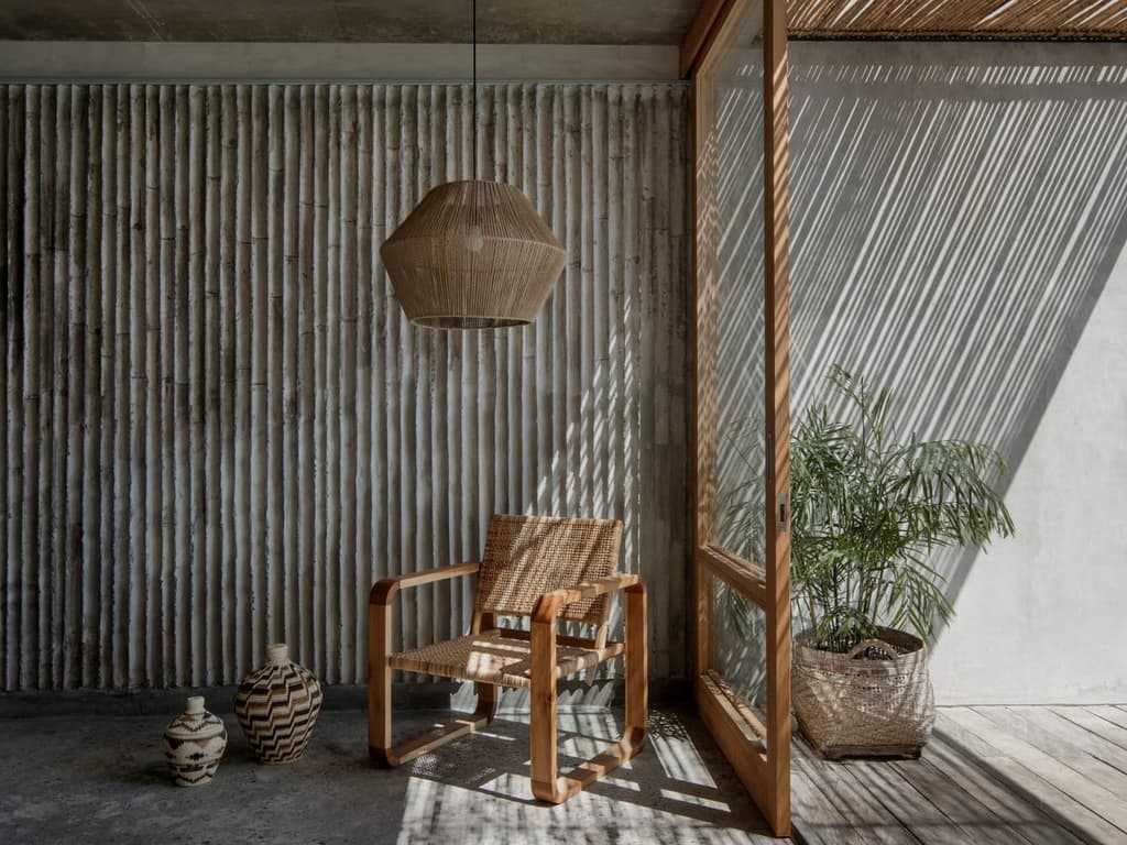 Concrete and bamboo frame jungle views at Bali’s Tiing Tejakula resort