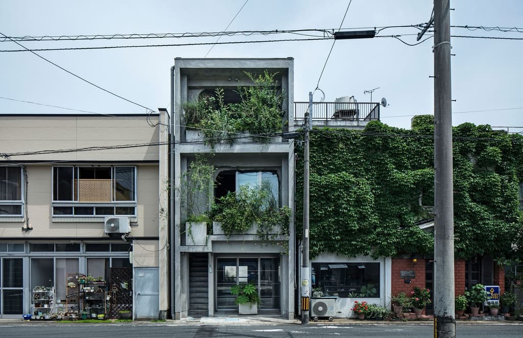 Windows at Fukue Island’s Hotel Sou are carved out of the concrete