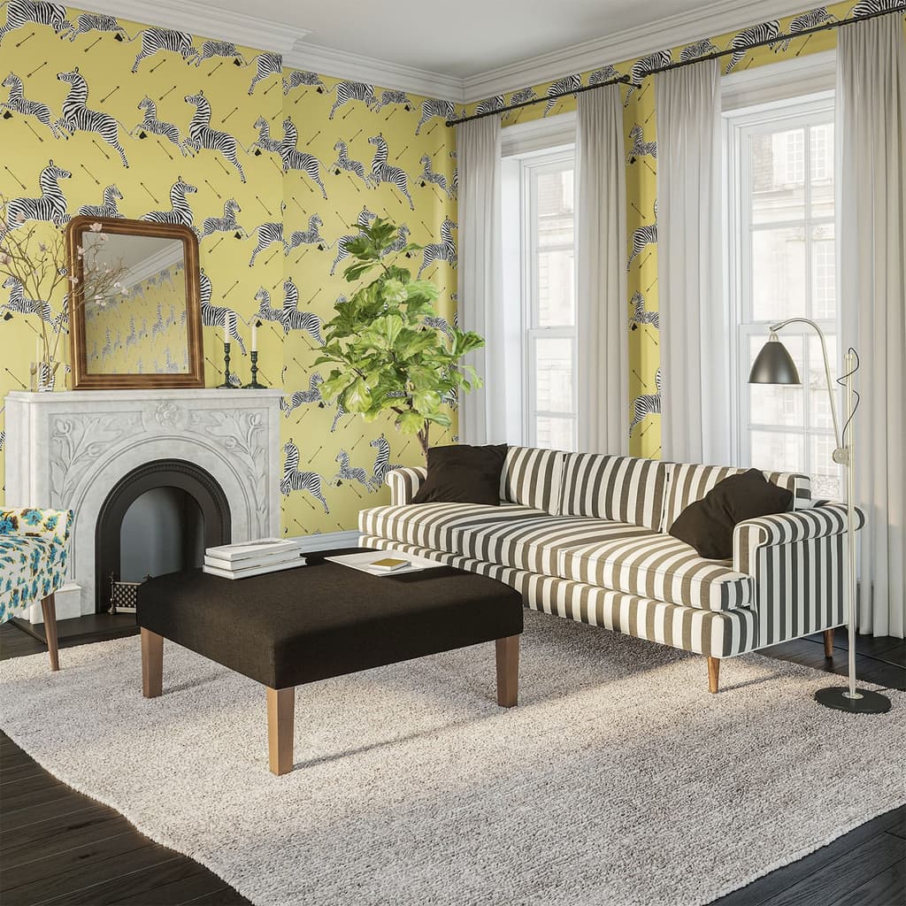 Pale yellow zebra wallpaper by Scalamandre (c)