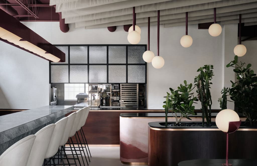 The colours of a desert sunset wash over Montreal restaurant Shay