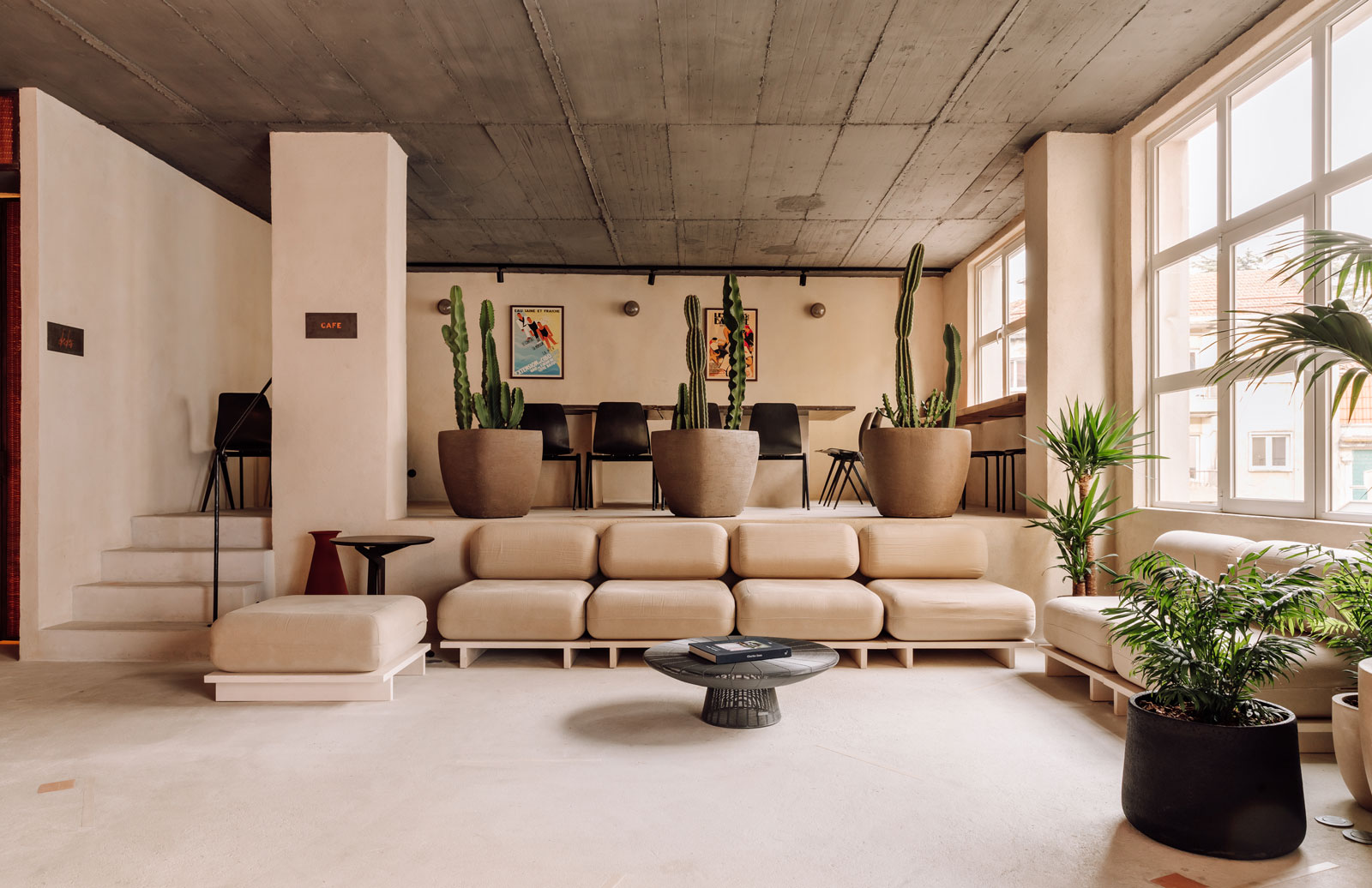 Sandstone and terracotta add earthiness to this Lisbon wellness club