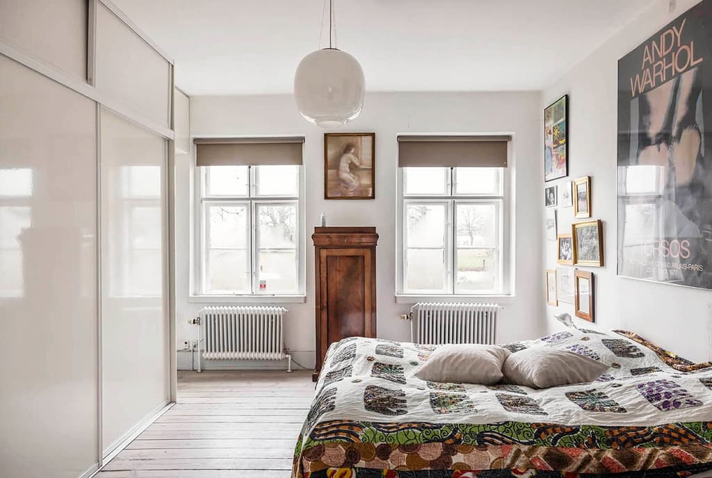 One of five bedrooms inside the Danish property 