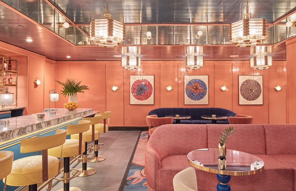 Los Angeles social club The Britely exudes old-world charm, with interiors that evoke the bygone days of Hollywood.