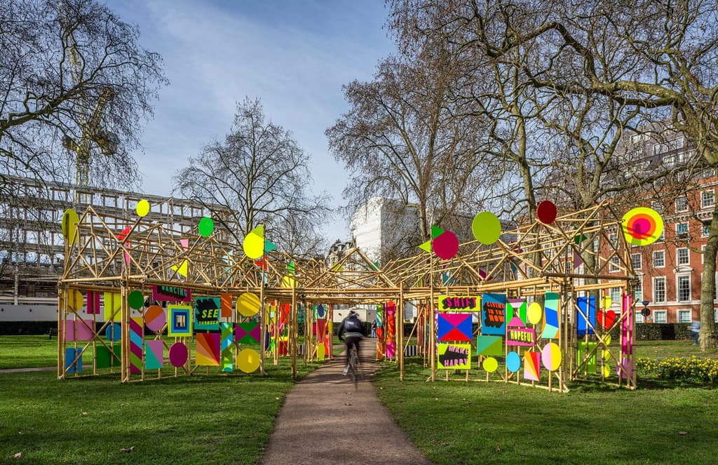 Morag Myerscough designs a cheerful bamboo pavilion for Londoners