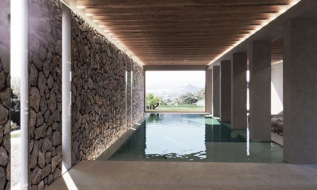 A shaded lap pool - part of the hotel's spa facilities