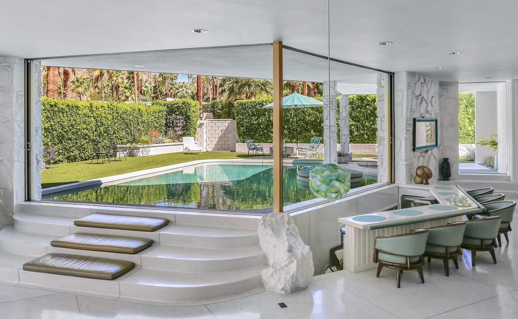 The pool can be entered without going outdoors – an unusual feature requested when it was built