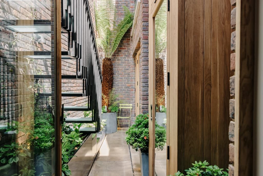 The leafy patio is a secluded sanctuary