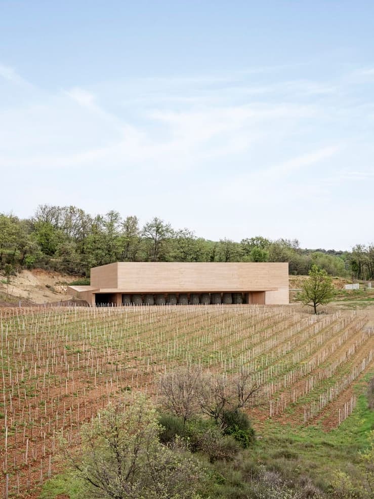 Architecture fuses with the landscape at this winery in Southern France