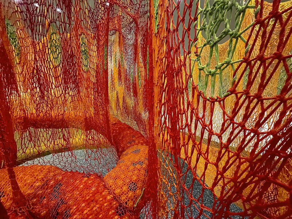 Neto has also burnt the ends of the fibres as a homage to the spiritual rituals of Brazil’s indigenous people.