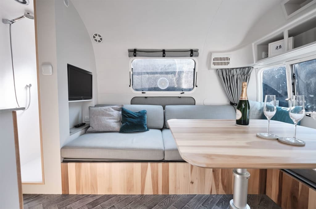 The hydraulic operated table and sofa can be used as a second sleeping area