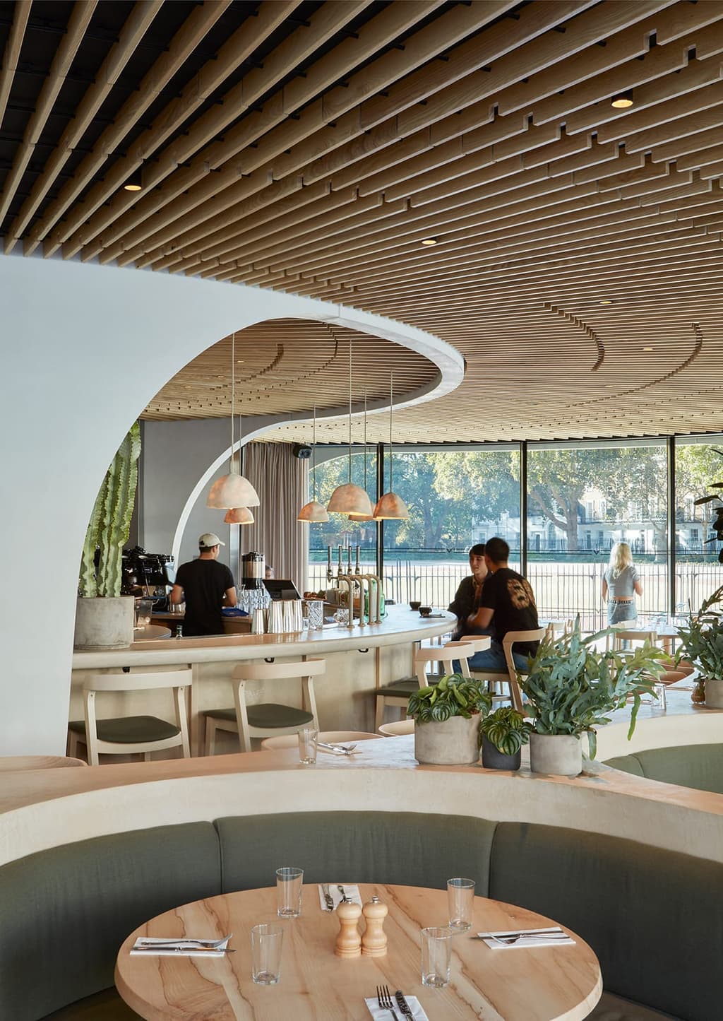 The curving roof inside Cadogan Cafe on King’s Road