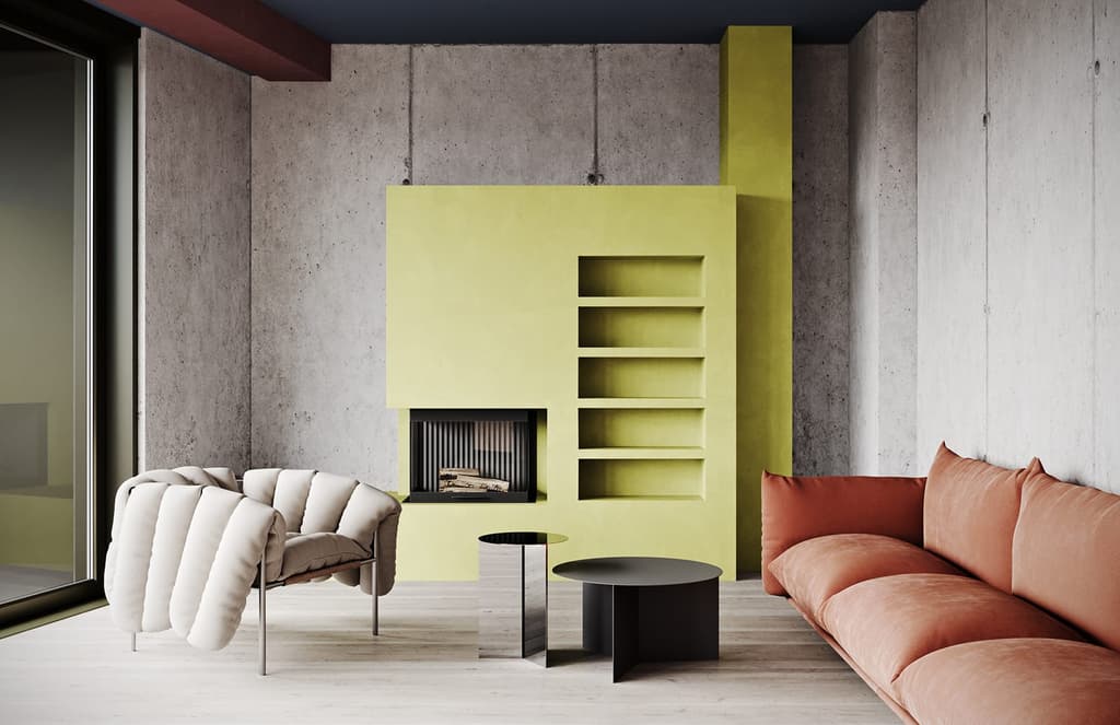 Graft Architects’ Berlin apartment is a brutalist beauty with pops of colour