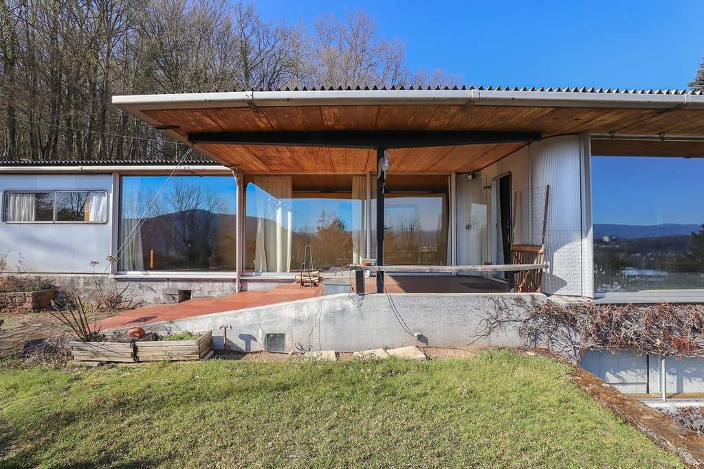 Dr Gauthier's house is embedded into a sloping 1.5 acre plot, with its lower level sunk into the hillside