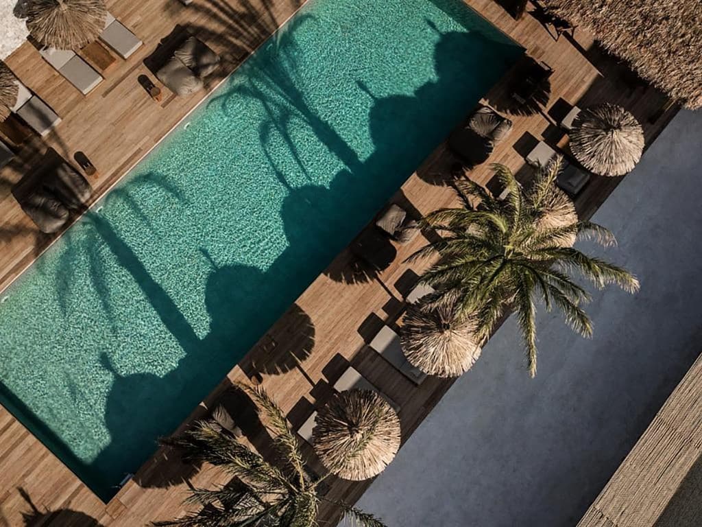 An aerial views of Oku hotel